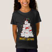 T-Shirt Merry Catmas Funny Cats Christmas Tree (Devant)