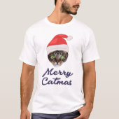 T-shirt Merry Catmas, Noël Chat Santa hat Invitation (Devant)