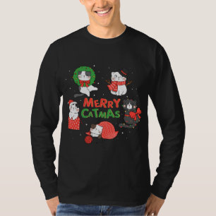 T-shirt Merry Catmas Noël Novelty Amoureux des chats Chris