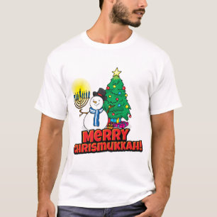 T-shirt Merry Chrismukkah Snowman Menorah et son nom perso