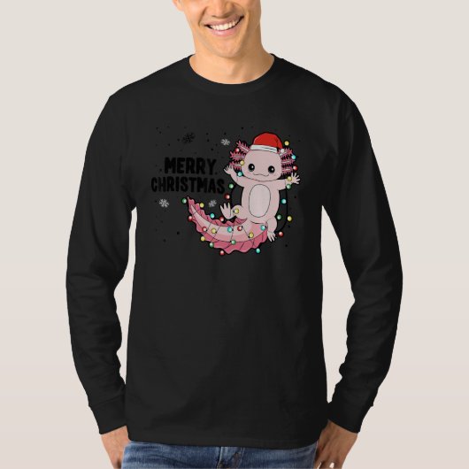 T-shirt Merry Christmas Axolotl Xmas Lights Salamander (Devant)