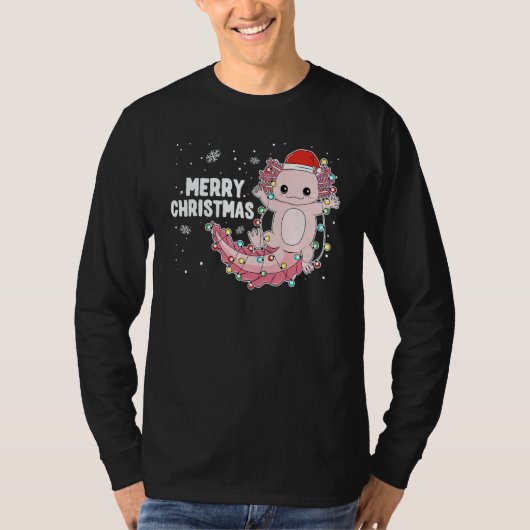 T-shirt Merry Christmas Axolotl Xmas Lights Salamander 1 (Devant)