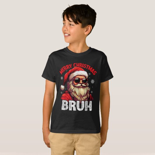 T-shirt Merry Christmas Bruh Funny Santa Claus Retro Men W (Devant entier)
