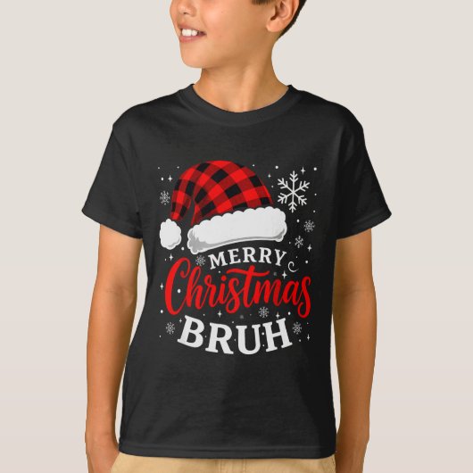 T-shirt Merry Christmas Bruh Santa Claus Hat Xmas Mens Boy (Devant)