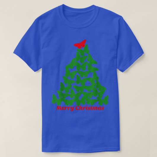 T-shirt Merry Christmas Butterfly Tree Short Sleeve (Design devant)