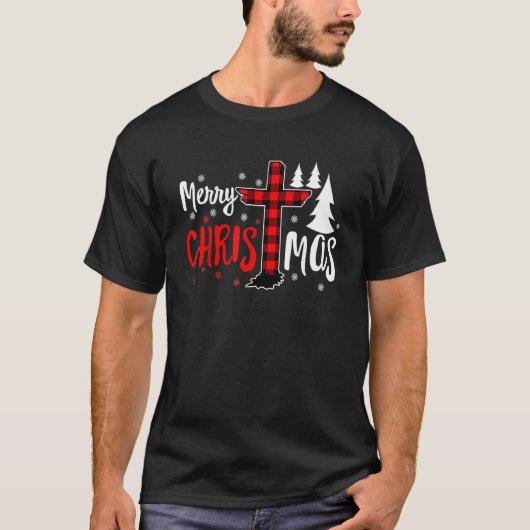 T-shirt Merry Christmas Christians Buffalo Plaid (Devant)