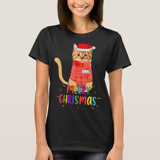 T-shirt Merry Christmas Cute Cat Christmas For Lovers (Devant)