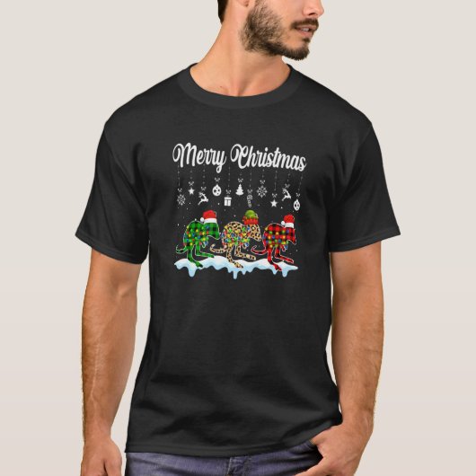 T-shirt Merry Christmas Cute Kangaroo Xmas Leopard Plaid (Devant)
