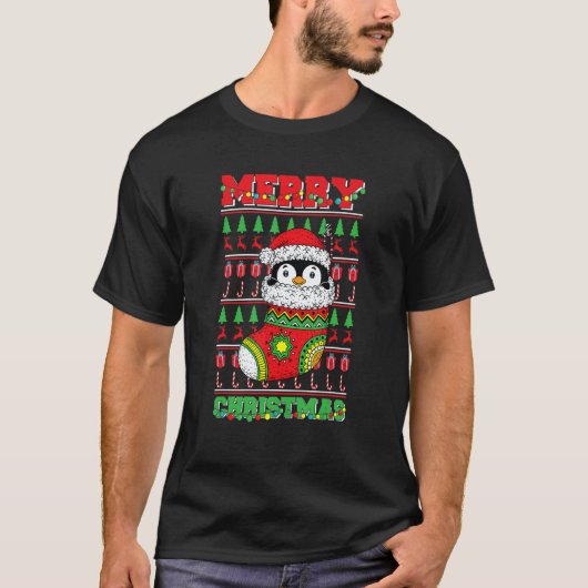 T-shirt Merry Christmas Cute Penguin Ugly Xmas 1 (Devant)