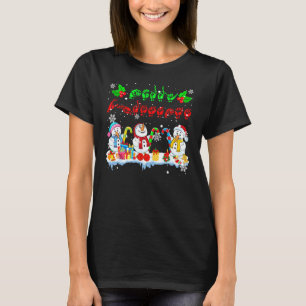 T-shirt Merry Christmas Cute Three Snowmans ASL Sign Langu