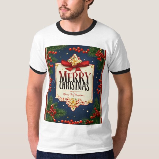 T-shirt Merry Christmas Design for Men (Devant)