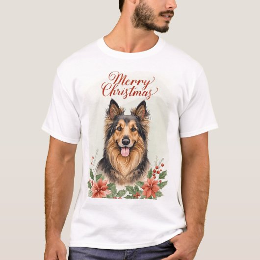 T-shirt Merry Christmas Dog Festive Holiday Graphic (Devant)