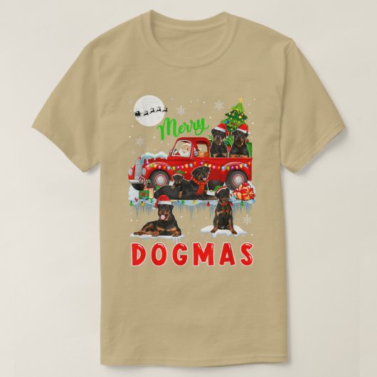 T-shirt Merry Christmas Dog Santa Carrying Rottweilers Pic (Design devant)