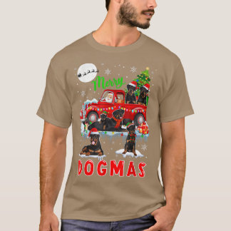 T-shirt Merry Christmas Dog Santa Carrying Rottweilers Pic