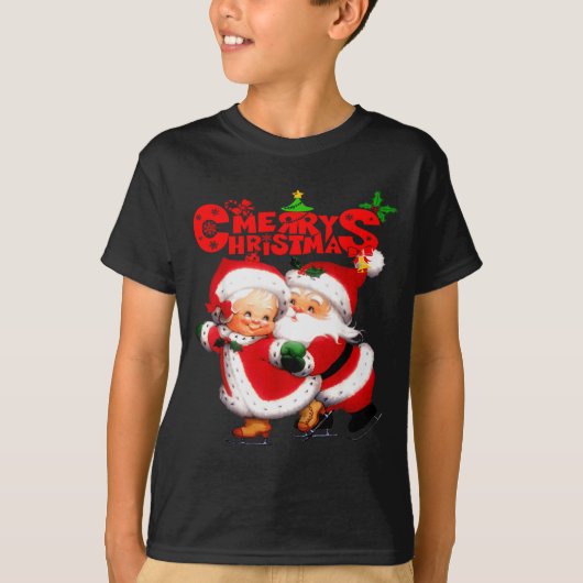 T-shirt Merry Christmas - Happy Cute Mrs Claus And Mr Clau (Devant)