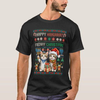 T-shirt Merry Christmas Happy Hanukkah Cat Hanukkat Jewish