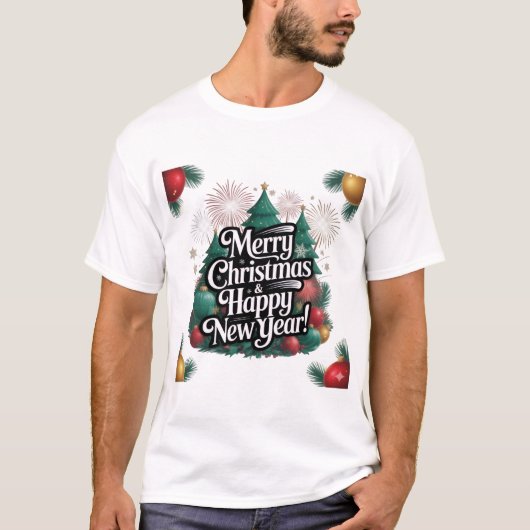 T-shirt Merry Christmas & happy New year (Devant)