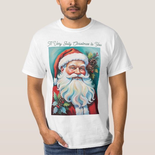 T-shirt Merry Christmas Jolly Santa Clause (Devant)