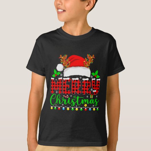 T-shirt Merry Christmas Lights Funny Xmas Pjs Men Women Fa (Devant)