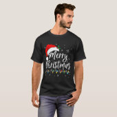 T-shirt Merry Christmas Lights Santa Hat Xmas Family Match (Devant entier)