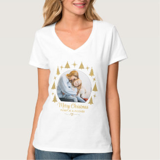 T-shirt Merry Christmas Merry As A Mother White Gold Photo