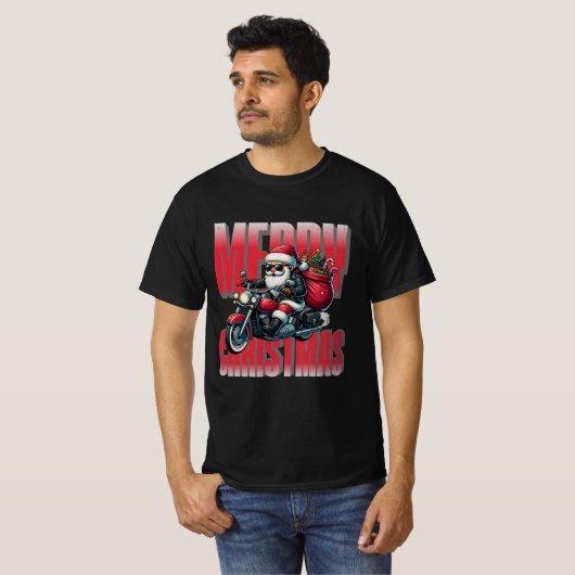 T-shirt Merry Christmas – Motorcycle Santa Design (Devant entier)