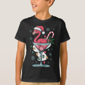 T-shirt Merry Christmas Nk Flamingo Wine Drinking Lights X (Devant)