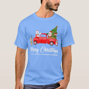 T-shirt Merry Christmas Red Truck Tree For Kids Boys Girls