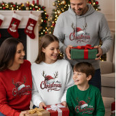 T-shirt Merry Christmas Reindeer Antlers & Santa Hat T-Shi