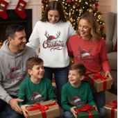 T-shirt Merry Christmas Reindeer Antlers & Santa Hat T-Shi