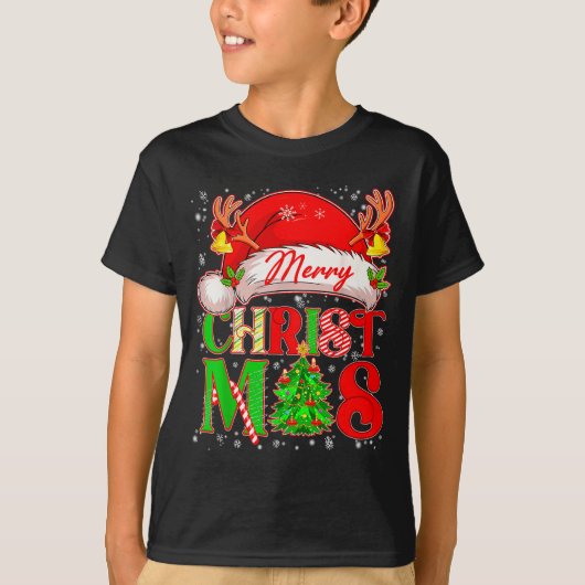 T-shirt Merry Christmas Santa Hat Family Matching Pajamas (Devant)