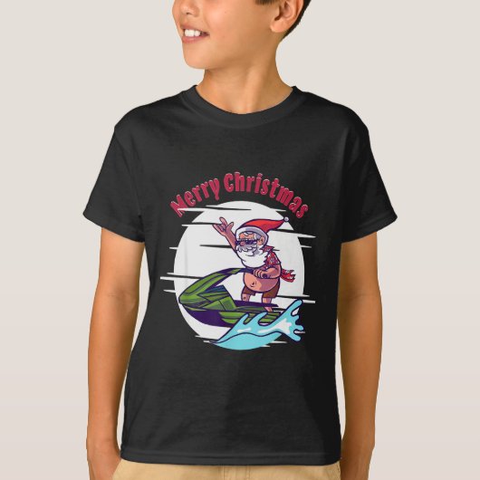T-shirt Merry Christmas Santa Jet Ski Watersrts (Devant)