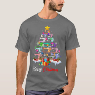 T-shirt Merry Christmas Sewing Machines Xmas Tree Lights Q