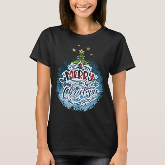 T-shirt Merry Christmas Snow globe (Devant)