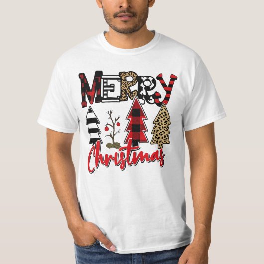 T-shirt Merry Christmas Tree Patchwork (Devant)