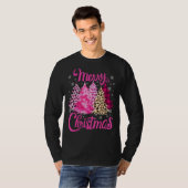 T-shirt Merry Christmas Tree Pink  Xmas Leopard Matching F (Devant entier)