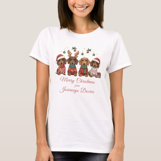 T-shirt Merry Christmas Weiner Dachshund Holiday (Devant)