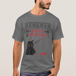 T-shirt Merry Christmas What ? Black Cat Stole