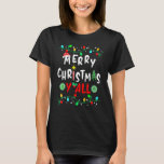 T-shirt Merry Christmas Y'all Santa Hat Flash Family Groo<br><div class="desc">Joyeux Noël Y'all Santa Hat Lights Famille Noël Super.</div>