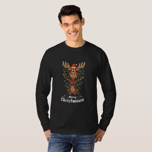 T-shirt Merry Christmoose Christmas Moose Xmas Tree (Devant entier)