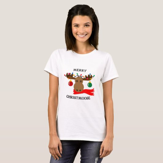 T-shirt Merry Christmoose Funny Noël (Devant entier)