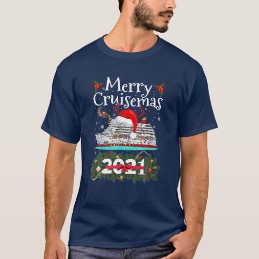 T-shirt Merry Cruisemas 2021 Funny Christmas Père Noël Boa (Devant)
