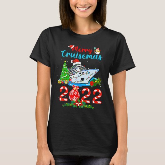 T-shirt Merry Cruisemas 2022 Christmas Tree Snowman Christ (Devant)