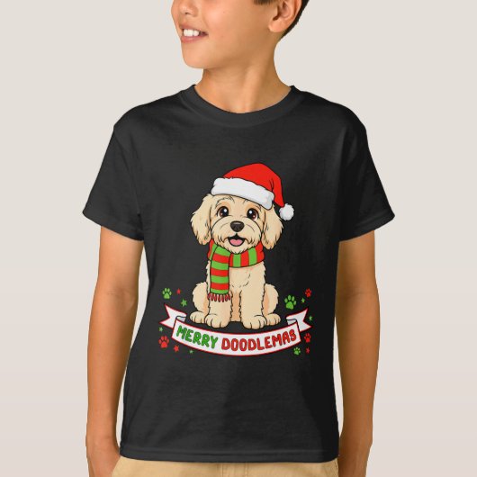 T-shirt Merry Doodlemas Goldendoodle Christmas Doodle Dog (Devant)