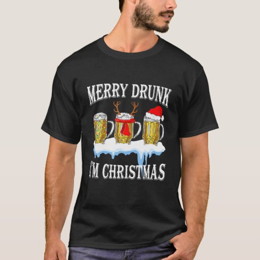 T-shirt Merry Drunk Je suis Noël Drôle Bière Père Noël D (Devant)