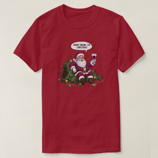 T-shirt Merry Drunk Santa Christmas (Design devant)