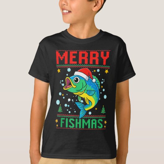 T-shirt Merry Fishmas B Fish Fishing Christmas (Devant)
