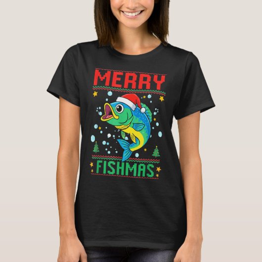 T-shirt Merry Fishmas B Fish Fishing Christmas (Devant)