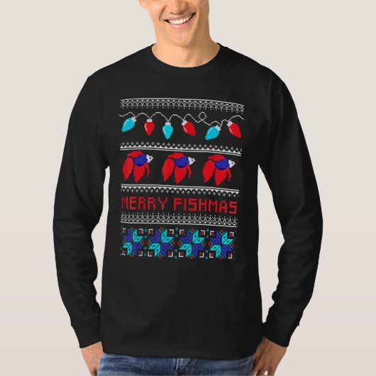 T-shirt Merry Fishmas Betta Poissons Moches (Devant)