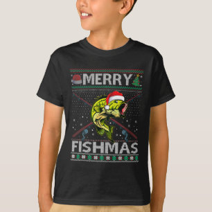 T-shirt Merry Fishmas By Fish Fishing Christmas Ugly Swea